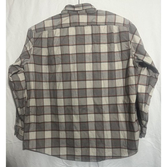 Eddie Bauer Men XXL‎ 2XL Grey White Long Sleeve Plaid Button Down Flannel Shirt - Picture 3 of 6
